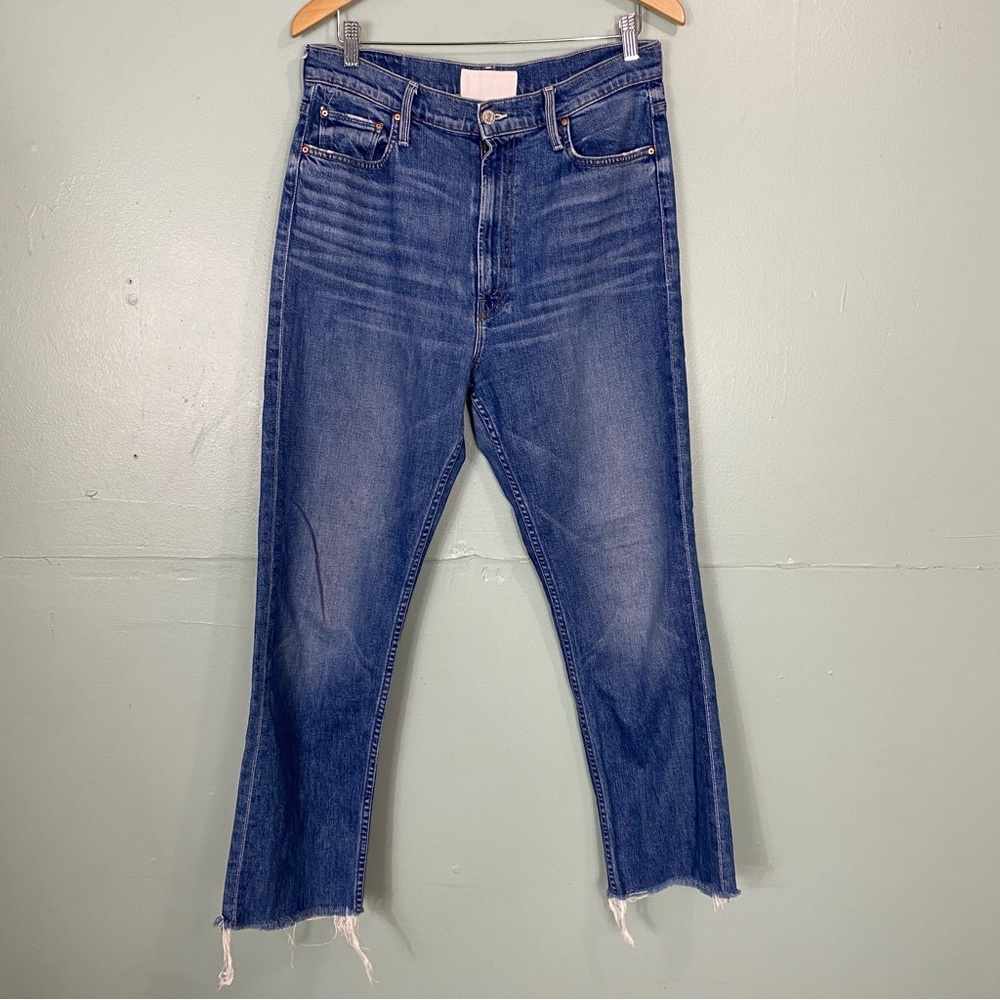 MOTHER High Waisted Rider Skimp‎ In Cowboys Dont Cry Blue Denim FLAWED 32